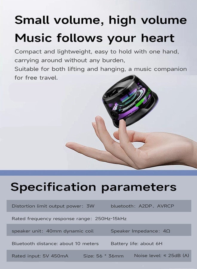 مكبر صوت بلوتوث محمول 6 ساعات تشغيل، قابل للطفو، إقران ستيريو لاسلكي، مع شحن من النوع C، مكبر صوت لاسلكي يدعم اتصال سلسلة ثنائي الجهاز، يتميز بملحق مغناطيسي وإضاءة RGB، مثالي للاستخدام المنزلي والخارجي والمشي لمسافات طويلة، أسود - Image 3